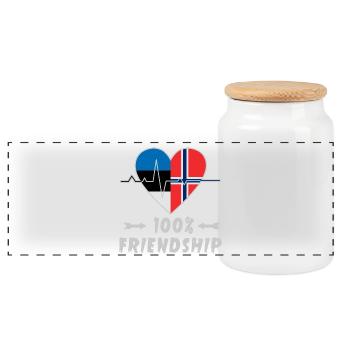 Estland und Norwegen 100% Freundschaft - Panorama Keksdose mit Holzdeckel - Weiß - Vorne