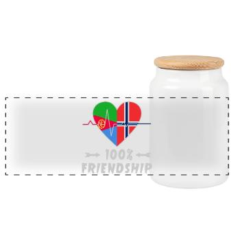 Eritrea und Norwegen 100% Freundschaft - Panorama Keksdose mit Holzdeckel - Weiß - Vorne