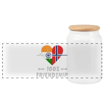 L'Inde et la Norvège : amitié à 100 % - Boîte à biscuits avec couvercle en bois - blanc - Devant