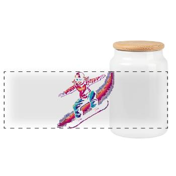 Pixel de snowboard - Boîte à biscuits avec couvercle en bois - blanc - Devant
