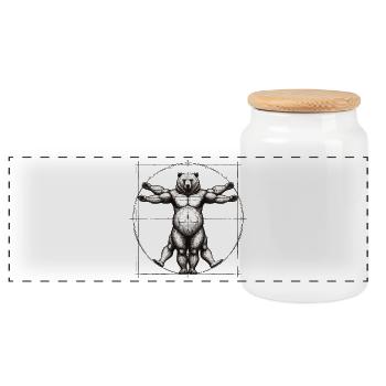 Ours de Vitruve Croquis dessin cadeau - Boîte à biscuits avec couvercle en bois - blanc - Devant
