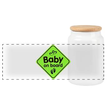 naissance, bébé, enfant - Boîte à biscuits avec couvercle en bois - blanc - Devant