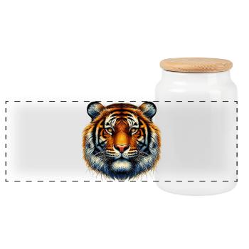 Tigre - Boîte à biscuits avec couvercle en bois - blanc - Devant