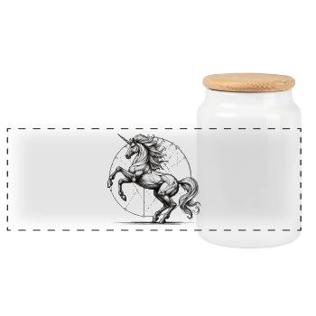 Cadeau de dessin de croquis de licorne de Vitruve - Boîte à biscuits avec couvercle en bois - blanc - Devant