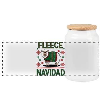 Festliches Schaf Weihnachten Pullover Design - Panorama Keksdose mit Holzdeckel - Weiß - Vorne