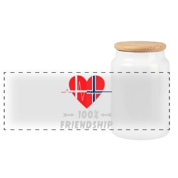 Denmark and Norway 100% friendship - Panoramic Cookie Jar with Wooden Lid - white - Front