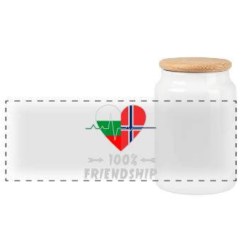 100 % amitié entre la Bulgarie et la Norvège - Boîte à biscuits avec couvercle en bois - blanc - Devant