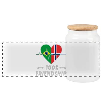 Brasilien und Norwegen 100% Freundschaft - Panorama Keksdose mit Holzdeckel - Weiß - Vorne