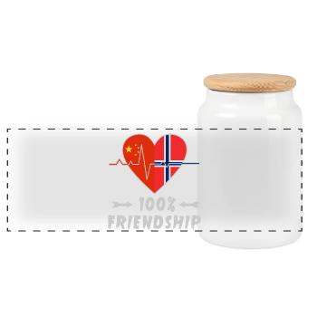 100 % amitié entre la Chine et la Norvège - Boîte à biscuits avec couvercle en bois - blanc - Devant