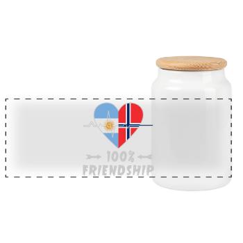 Argentina and Norway 100% friendship - Panoramic Cookie Jar with Wooden Lid - white - Front