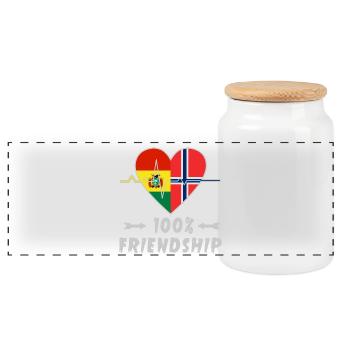 Bolivien und Norwegen 100% Freundschaft - Panorama Keksdose mit Holzdeckel - Weiß - Vorne
