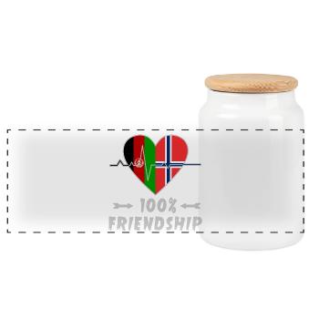 Afghanistan and Norway 100% friendship - Panoramic Cookie Jar with Wooden Lid - white - Front