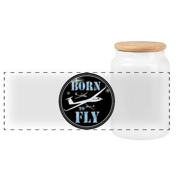 Born to fly - Panoramic Cookie Jar with Wooden Lid - white - Front