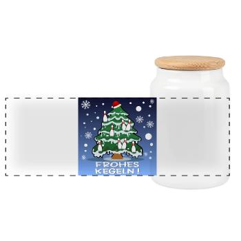 WEIHNACHTEN KEGEL VEREIN - Panorama Keksdose mit Holzdeckel - Weiß - Vorne