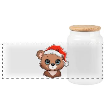 Christmas Bear_01 - Panorama Keksdose mit Holzdeckel - Weiß - Vorne