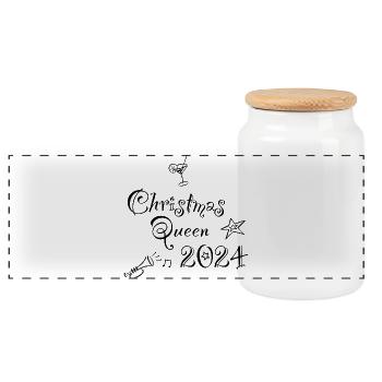 Christmas Queen 2024 - Panoramic Cookie Jar with Wooden Lid - white - Front