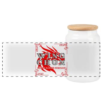 Wing Chun Drachen T-Shirt Nahkampf - Panorama Keksdose mit Holzdeckel - Weiß - Vorne