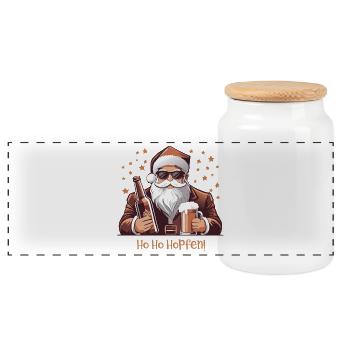 Ho Ho houblon, amateur de bière, fête de Noël - Boîte à biscuits avec couvercle en bois - blanc - Devant