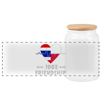 Thailand and Poland 100% friendship - Panoramic Cookie Jar with Wooden Lid - white - Front