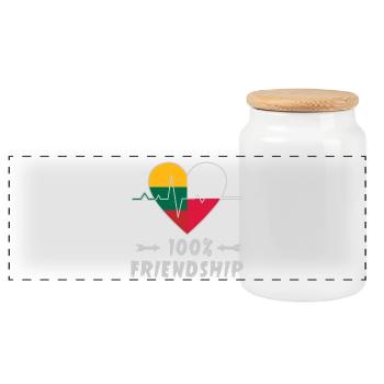 Lithuania and Poland 100% friendship - Panoramic Cookie Jar with Wooden Lid - white - Front