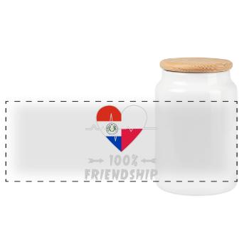 Paraguay and Poland 100% friendship - Panoramic Cookie Jar with Wooden Lid - white - Front