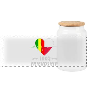 Mali und Polen 100% Freundschaft - Panorama Keksdose mit Holzdeckel - Weiß - Vorne