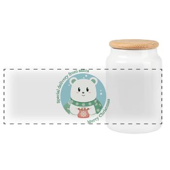 Special delivery from santa - Little Polar Bear - Panoramic Cookie Jar with Wooden Lid - white - Front