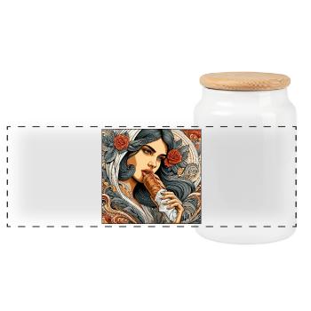 Dürüm Yufka Döner Kebab Geschenk - Panorama Keksdose mit Holzdeckel - Weiß - Vorne