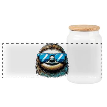 Sloth - Panoramic Cookie Jar with Wooden Lid - white - Front
