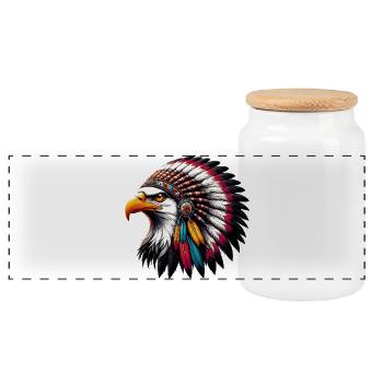 Aigle amérindien Peaux rouges américaines - Boîte à biscuits avec couvercle en bois - blanc - Devant