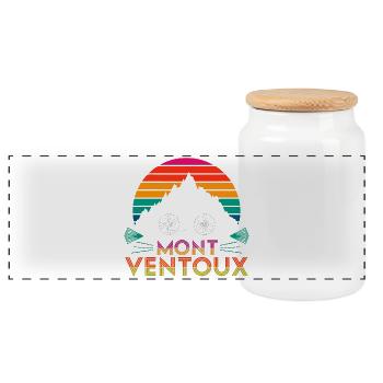 Mont Ventoux Bike Climb - Panoramic Cookie Jar with Wooden Lid - white - Front