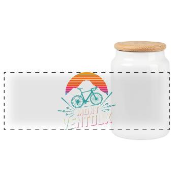 Mont Ventoux Retro Gradient Road Bike Art - Panoramic Cookie Jar with Wooden Lid - white - Front