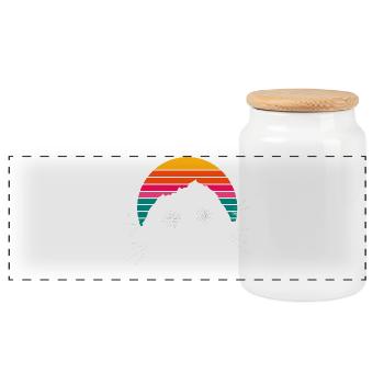 L’Alpe d’Huez Retro Cycling Design - Panoramic Cookie Jar with Wooden Lid - white - Front