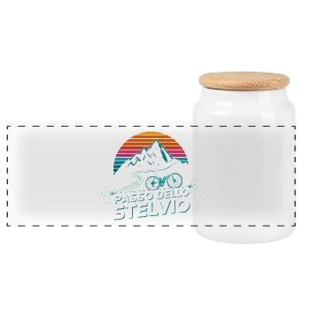 Vélo de route Passo dello Stelvio, Italie - Boîte à biscuits avec couvercle en bois - blanc - Devant