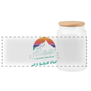 Stelvio Pass, Italy - Panoramic Cookie Jar with Wooden Lid - white - Front