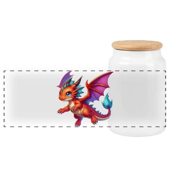 Dragon - Panoramic Cookie Jar with Wooden Lid - white - Front