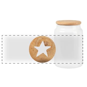 Kreis Holz Stern Weihnachten Natur Symbol Xmas - Panorama Keksdose mit Holzdeckel - Weiß - Vorne