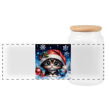 Adorable chaton de Noël. - Boîte à biscuits avec couvercle en bois - blanc - Devant