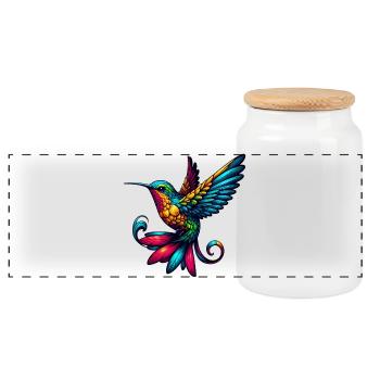 Kolibri - Panorama Keksdose mit Holzdeckel - Weiß - Vorne