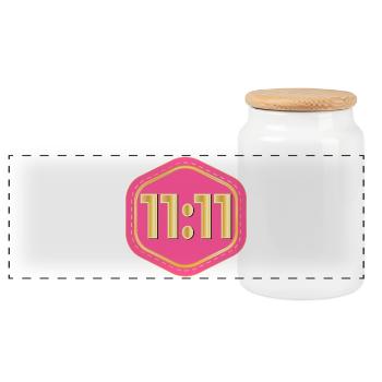 LUCKY NUMBER ELEVEN - Panoramic Cookie Jar with Wooden Lid - white - Front