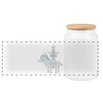 elephant and castle l no text - Panoramic Cookie Jar with Wooden Lid - white - Front