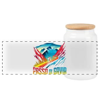 Gavia Pass - Legendary Ascent - Italy - Panoramic Cookie Jar with Wooden Lid - white - Front