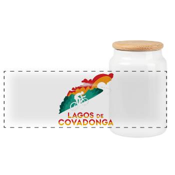 Seen von Covadonga Radtouren Spanien - Panorama Keksdose mit Holzdeckel - Weiß - Vorne