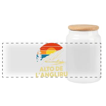 Alto de L'Angliru Cycling Spain - Panoramic Cookie Jar with Wooden Lid - white - Front