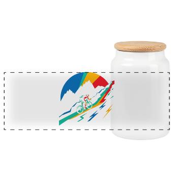 Col de l'Iseran Cycling France - Panoramic Cookie Jar with Wooden Lid - white - Front