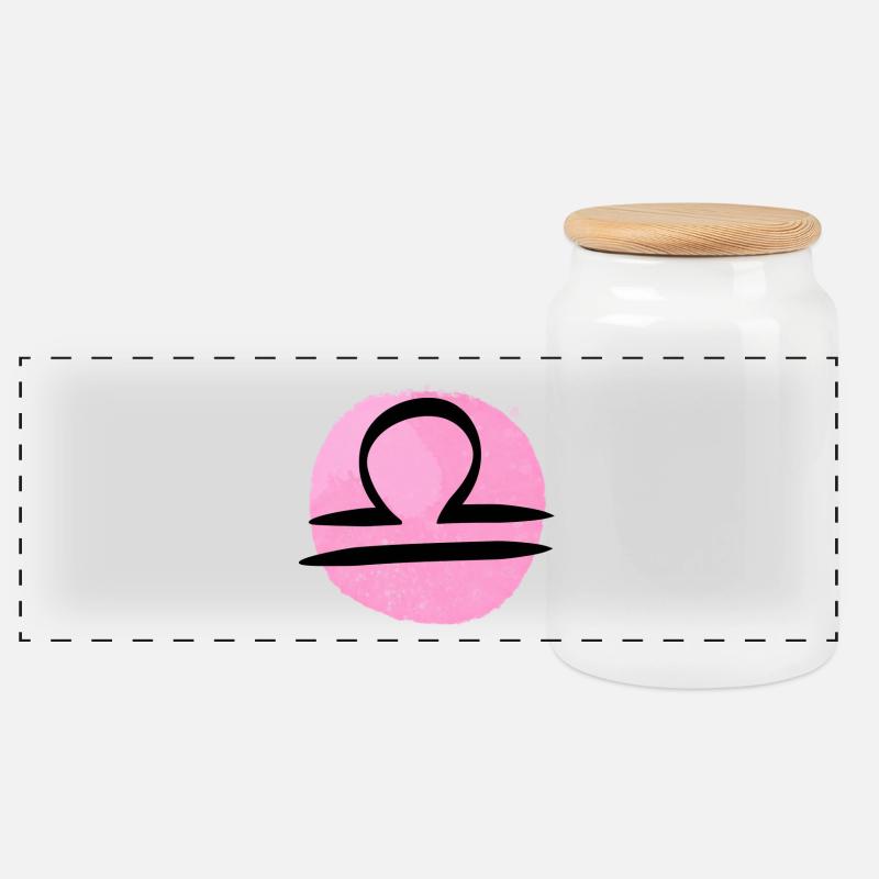 Signe du zodiaque Balance - Boîte à biscuits avec couvercle en bois - blanc