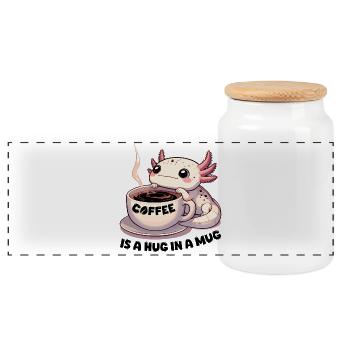 Axolotl Café Câlin Mug Cadeau - Boîte à biscuits avec couvercle en bois - blanc - Devant