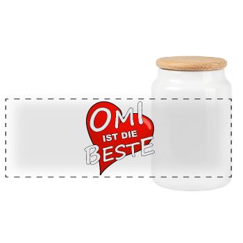 OMI IST DIE BESTE - Panorama Keksdose mit Holzdeckel - Weiß - Vorne