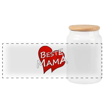 Best Mom - Panoramic Cookie Jar with Wooden Lid - white - Front