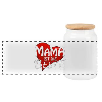 MAMA IST DIE BESTE - Panorama Keksdose mit Holzdeckel - Weiß - Vorne